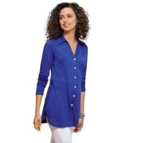 Soft Surroundings Tunic Pamplona 100% Cotton Heather Fuchsia Pink Size XS - Picture 3 of 9